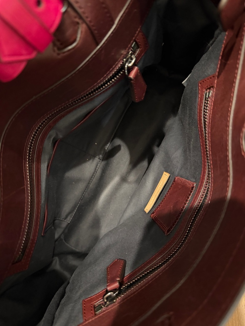 Reed Krakoff Burgundy, Red & Fuchsia Colorblock Leather Satchel - Picture 8 of 8